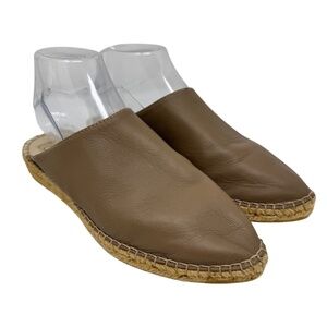 Gaimo Spain Beige Leather Espadrille Mules